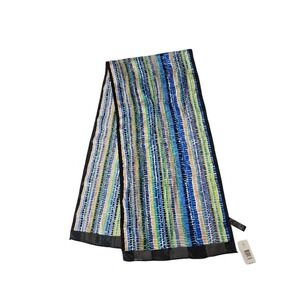 Kim Rogers Abstract Stripe Scarf Black Trim Vibrant Mosaic NWT